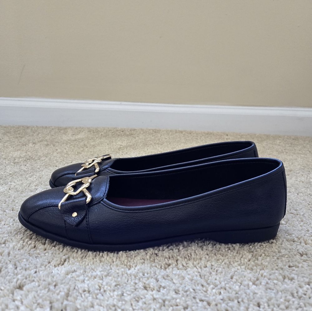 Aerosoles Loafers Womens 10M Black Leather Slip On